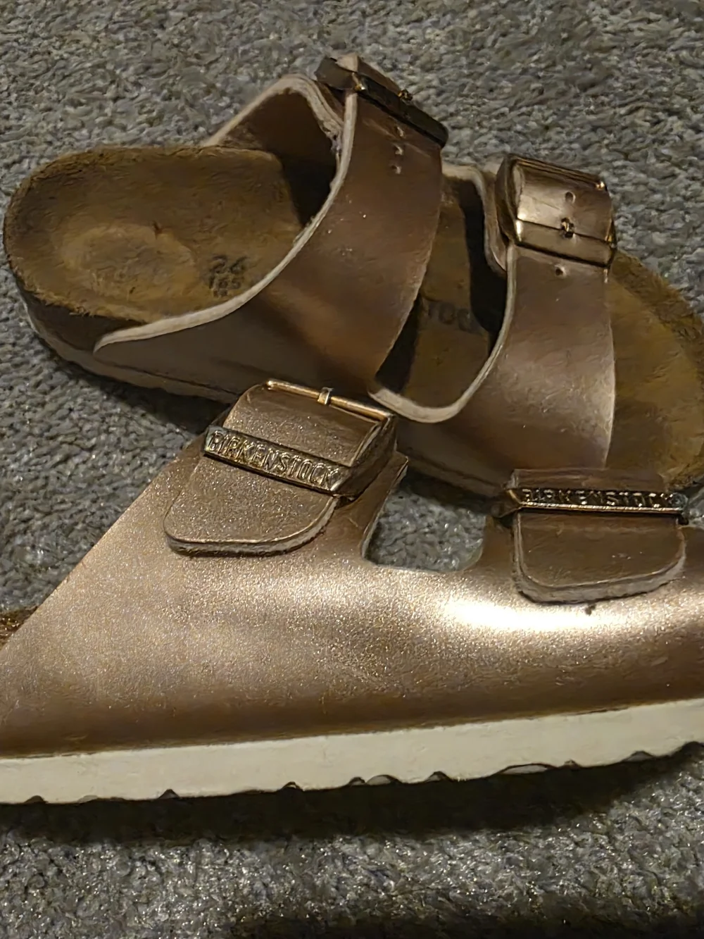 Birkenstock Kids Metallic Rosegold Double Strap Sandals